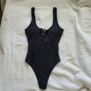 Aerie Ribbed Bathing Suit Lace up